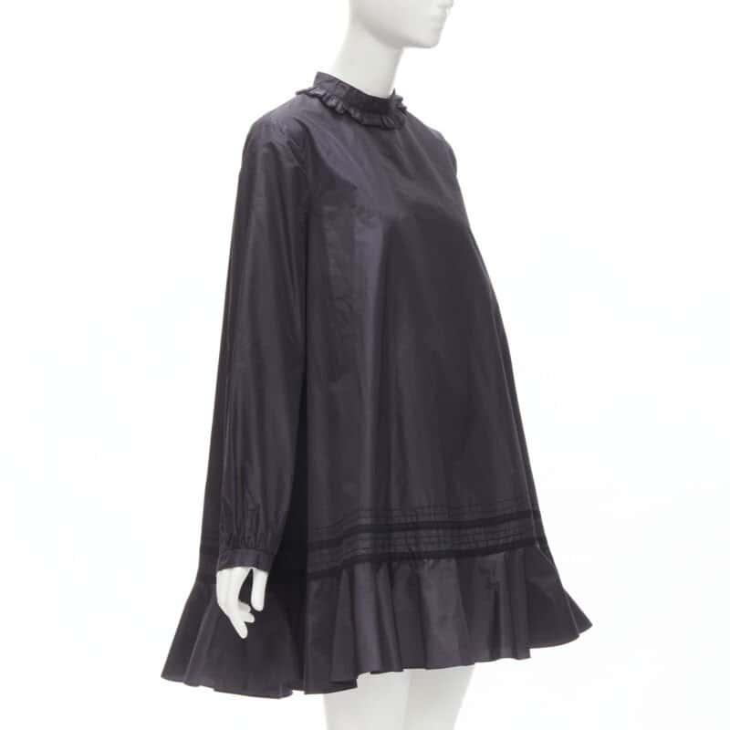 Christian Dior Lace Trim Dress Black Silk Never worn - Front View
