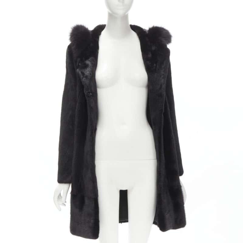 Unsigned Black Fur Hooded Jacket Black Fur Never worn - Inside View