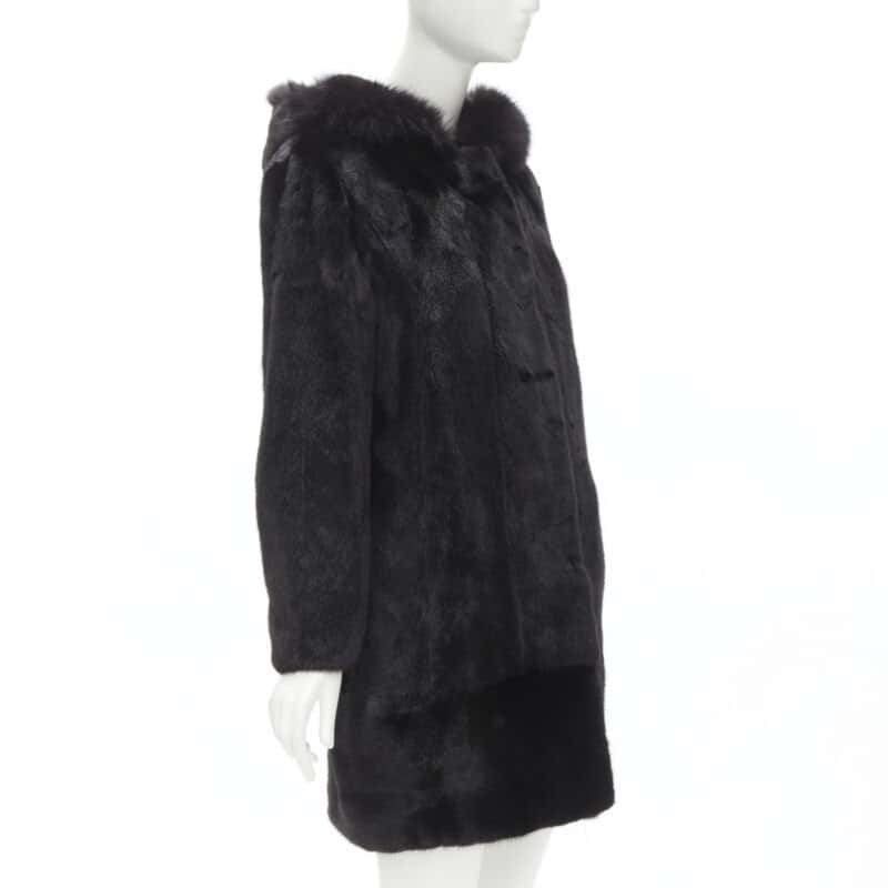Unsigned Black Fur Hooded Jacket Black Fur Never worn - Model View