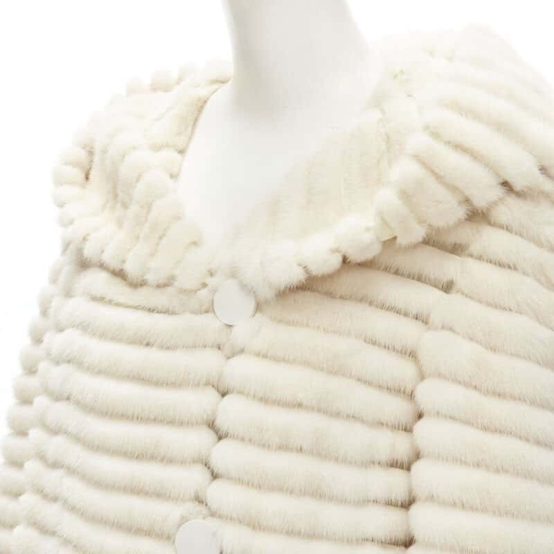 Marco Vanoli Cream Tulle Fur Jacket Beige Fur Never worn - Back View