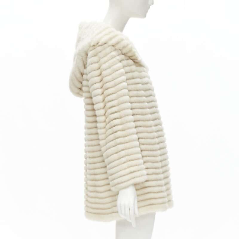 Marco Vanoli Cream Tulle Fur Jacket Beige Fur Never worn - Box View