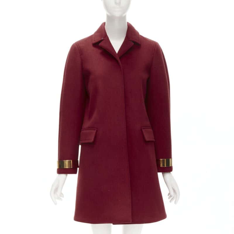 Burberry Red Cashmere Bar Coat Red Cashmere Very good condition - Front View