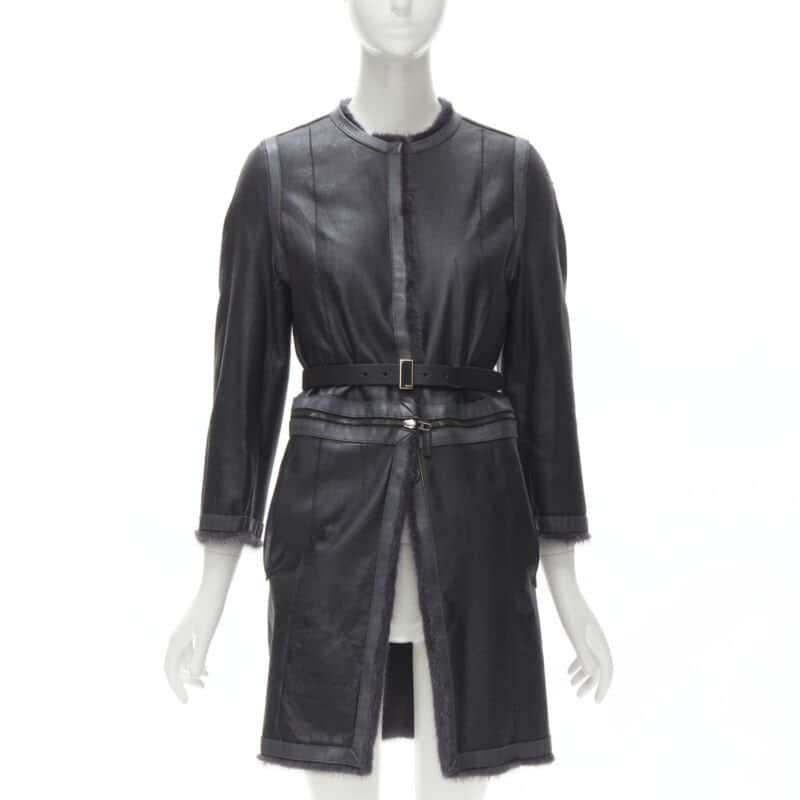 Fendi Grey Reversible Zip Coat Black Fur Very good condition - Back View