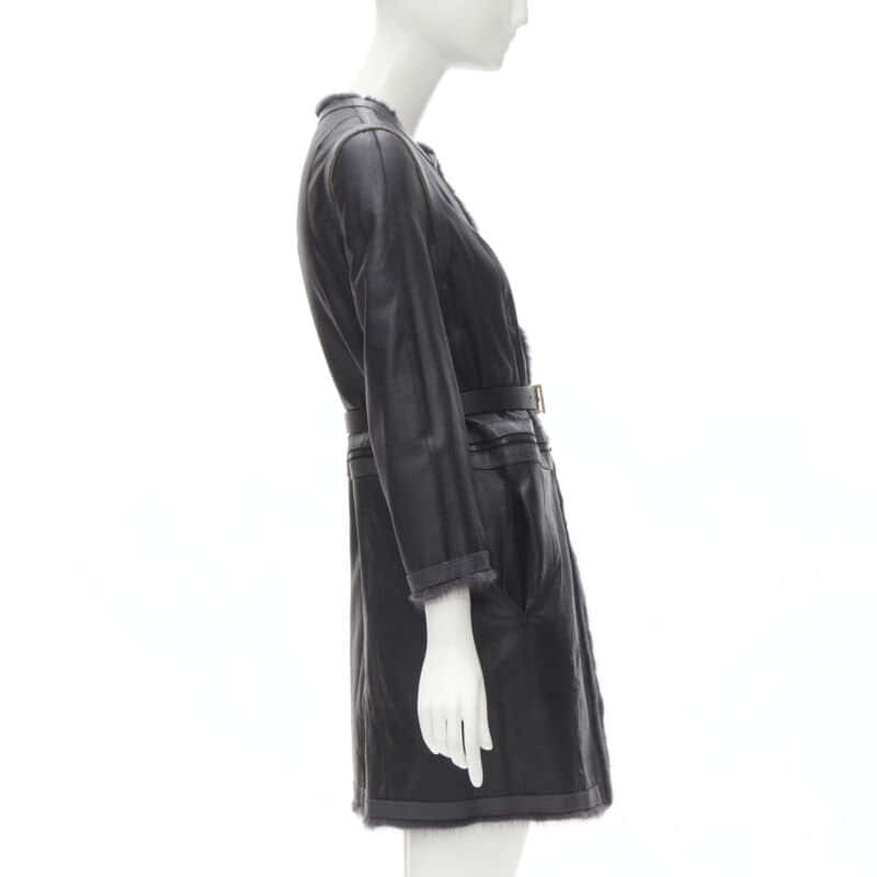 Fendi Grey Reversible Zip Coat Black Fur Very good condition - Box View