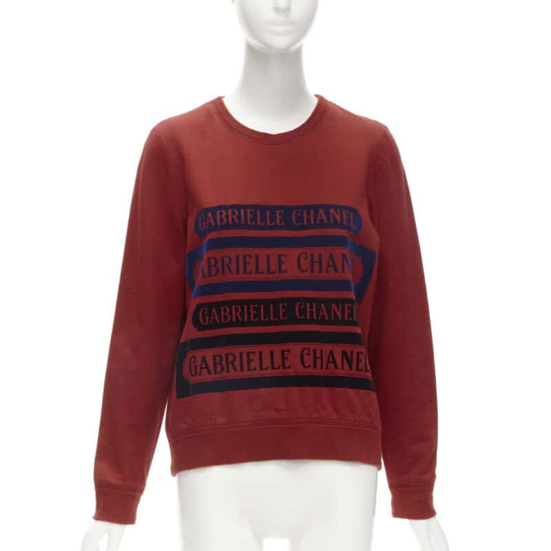 Chanel Velvet Print Sweatshirt Red Cotton Never worn - Front View