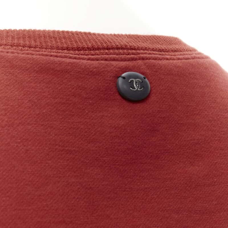 Chanel Velvet Print Sweatshirt Red Cotton Never worn - Back View