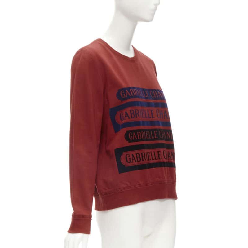 Chanel Velvet Print Sweatshirt Red Cotton Never worn - Inside View