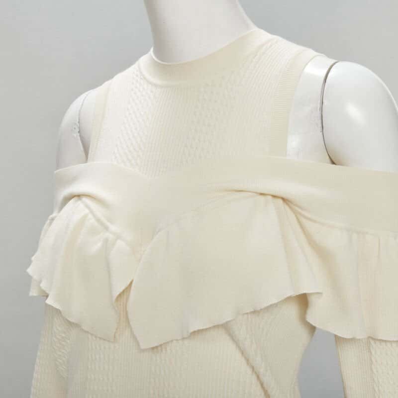 Fendi Cold Shoulder Sweater Beige Wool Never worn - Back View