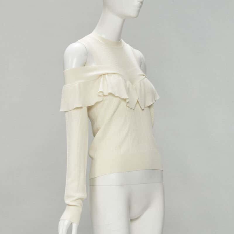 Fendi Cold Shoulder Sweater Beige Wool Never worn - Inside View