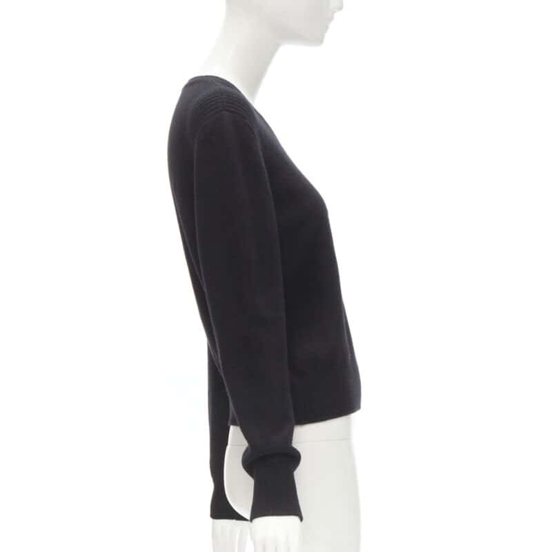 Chanel Embellished Badge Sweater Black Cashmere Never worn - Model View