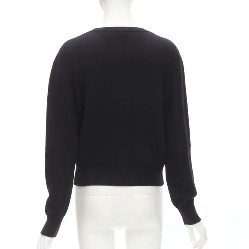 Chanel Embellished Badge Sweater Black Cashmere Never worn - Box View