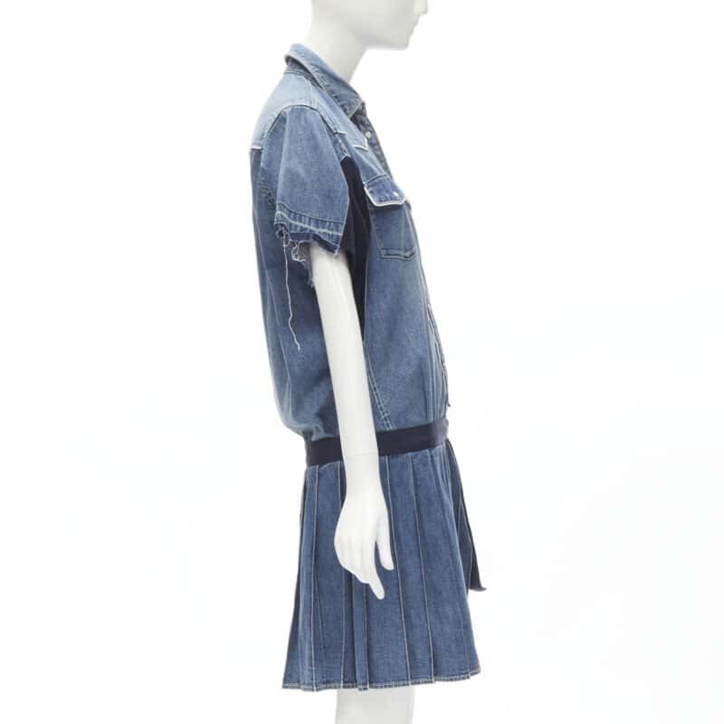 Sacai Denim Skirt Dress Blue Never worn - Model View