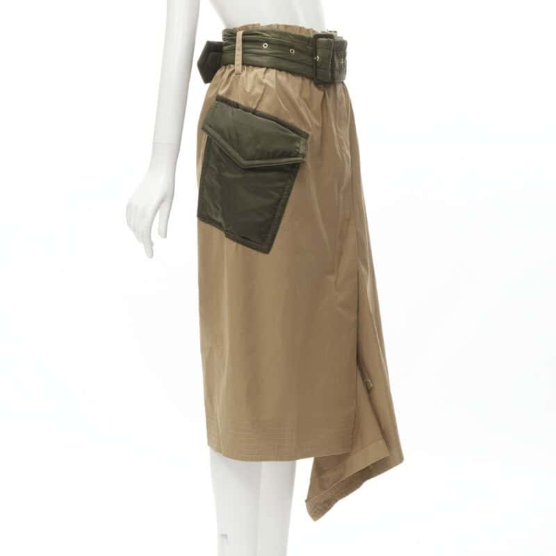 Sacai Padded Belted Skirt Brown Cotton Very good condition - Back View