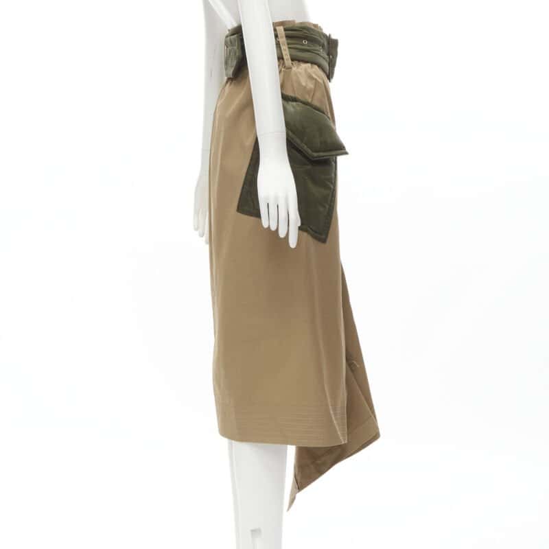 Sacai Padded Belted Skirt Brown Cotton Very good condition - Inside View