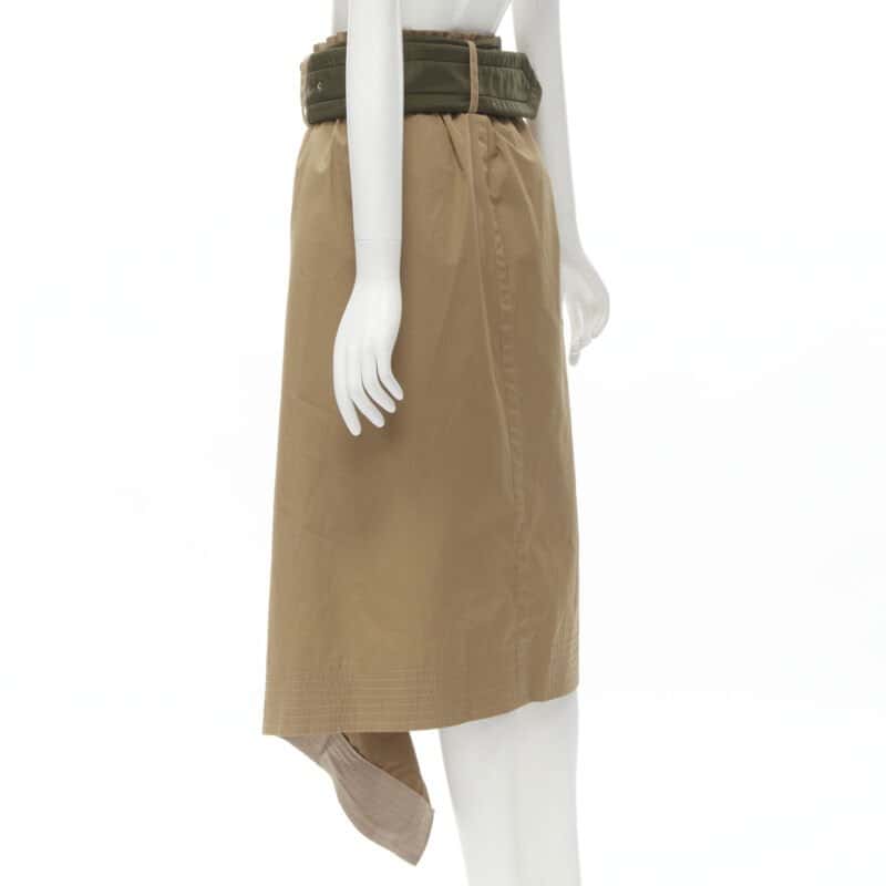 Sacai Padded Belted Skirt Brown Cotton Very good condition - Box View