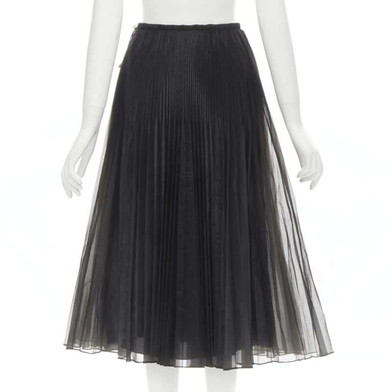 Fendi Drawstring Flared Skirt Black Polyester Never worn - Front View