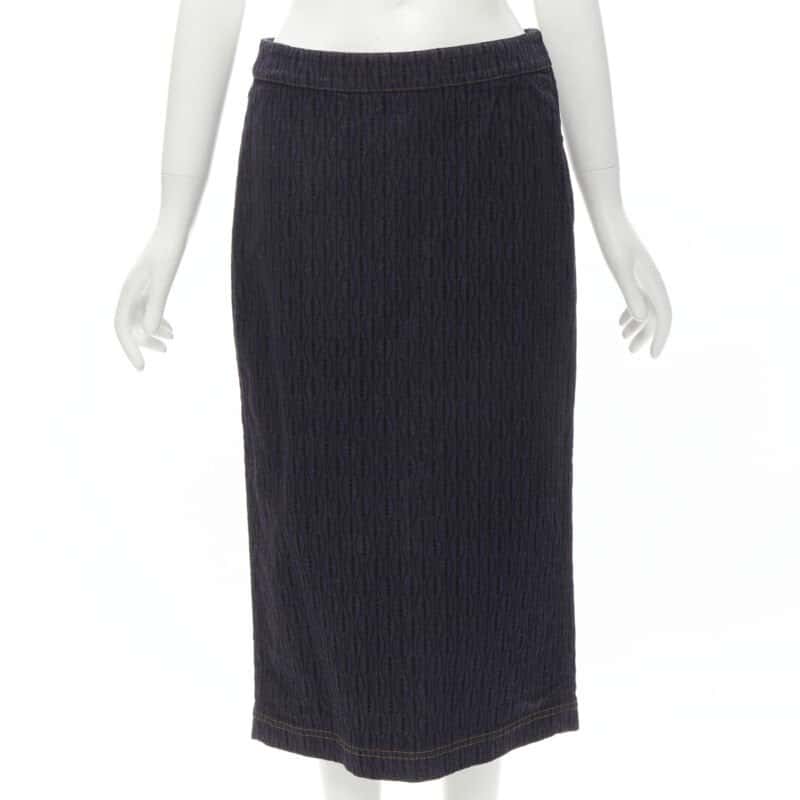 Fendi Flocked Denim Skirt Blue Cotton Never worn - Front View