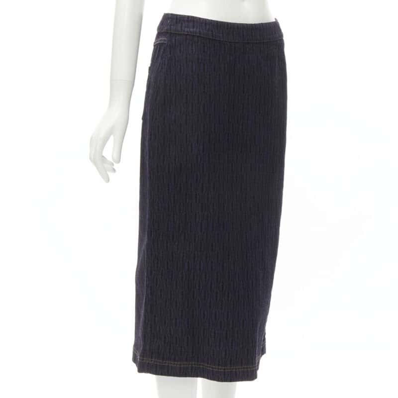 Fendi Flocked Denim Skirt Blue Cotton Never worn - Inside View