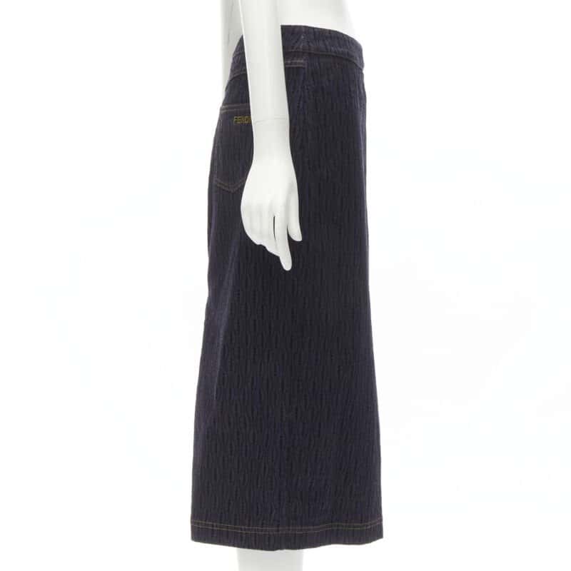 Fendi Flocked Denim Skirt Blue Cotton Never worn - Model View