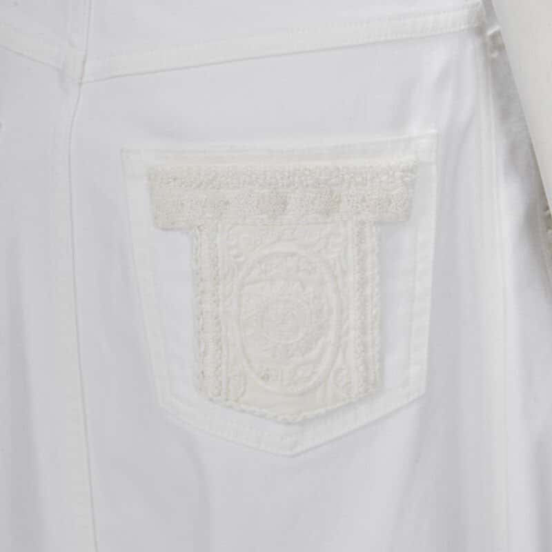 Valentino Garavani Butterfly Denim Skirt White Cotton Very good condition - Back View