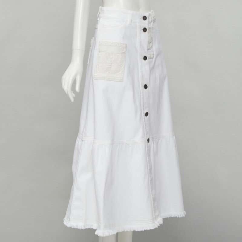 Valentino Garavani Butterfly Denim Skirt White Cotton Very good condition - Inside View