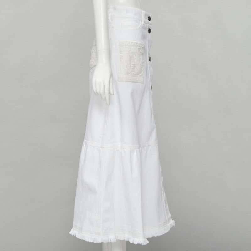 Valentino Garavani Butterfly Denim Skirt White Cotton Very good condition - Model View