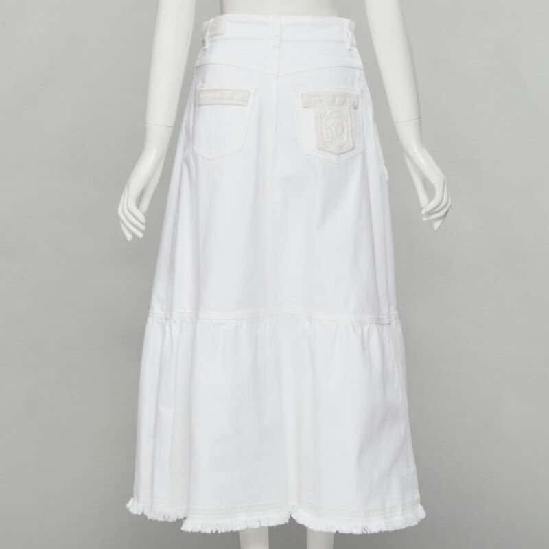 Valentino Garavani Butterfly Denim Skirt White Cotton Very good condition - Box View