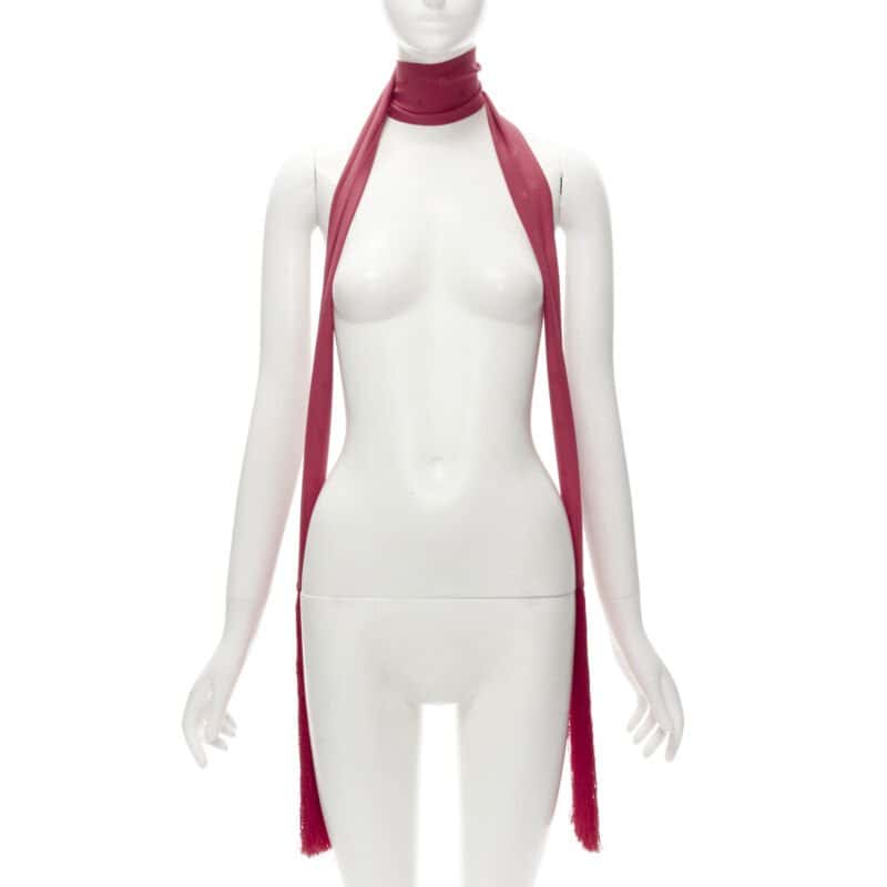 Fendi Monogram Jacquard Scarf Red Silk Never worn - Front View