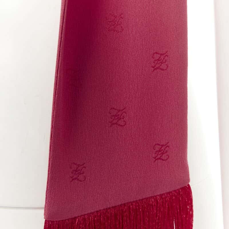 Fendi Monogram Jacquard Scarf Red Silk Never worn - Back View