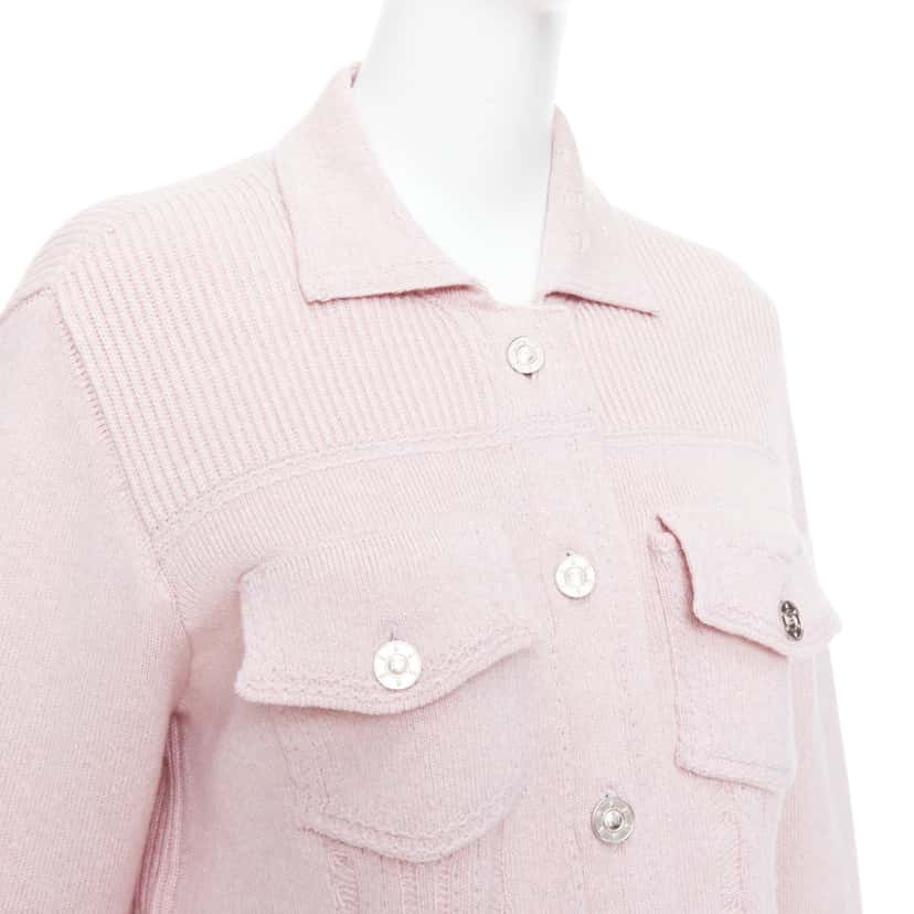 Barrie Topstitched Cardigan Pink Cashmere Very good condition - Back View