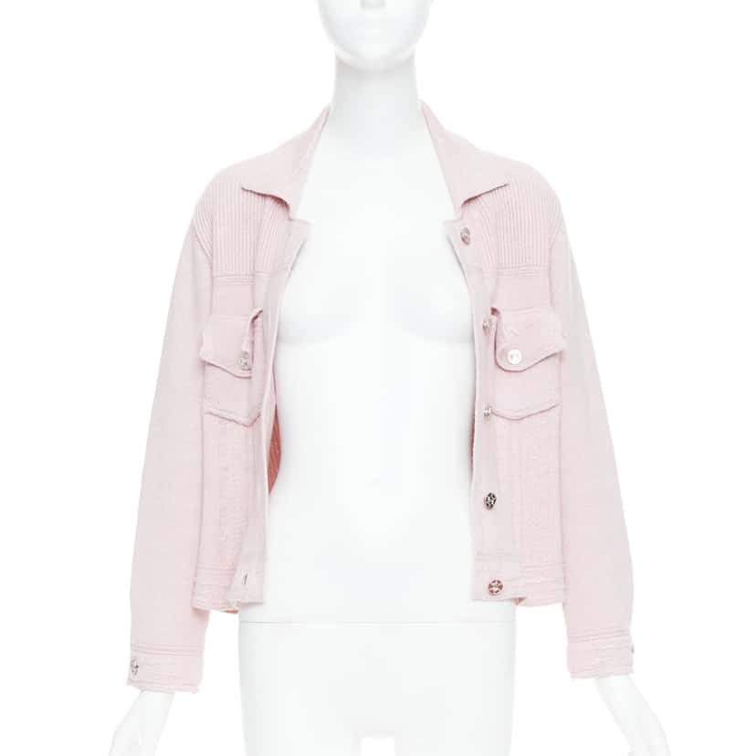 Barrie Topstitched Cardigan Pink Cashmere Very good condition - Inside View