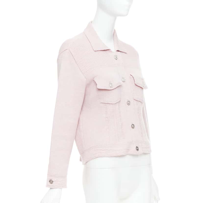 Barrie Topstitched Cardigan Pink Cashmere Very good condition - Model View