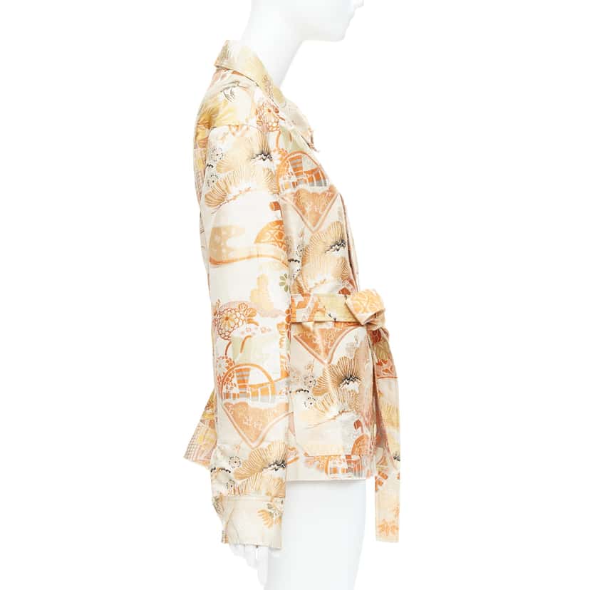 Unsigned Orange Crane Jacquard Coat Orange Very good condition - Model View