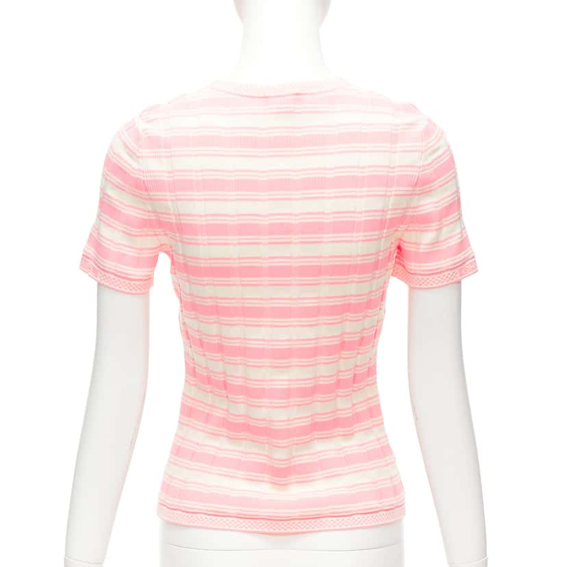 Chanel Stripe Logo Sweater Pink Cotton Very good condition - Box View