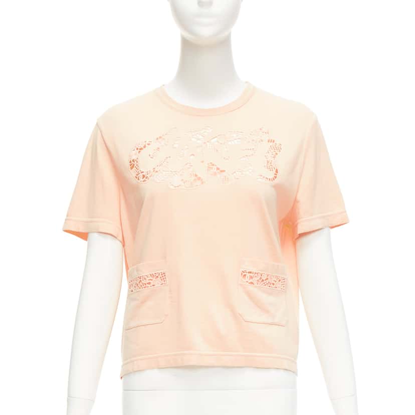 Chanel Macrame Cropped Tee Orange Cotton Very good condition - Front View