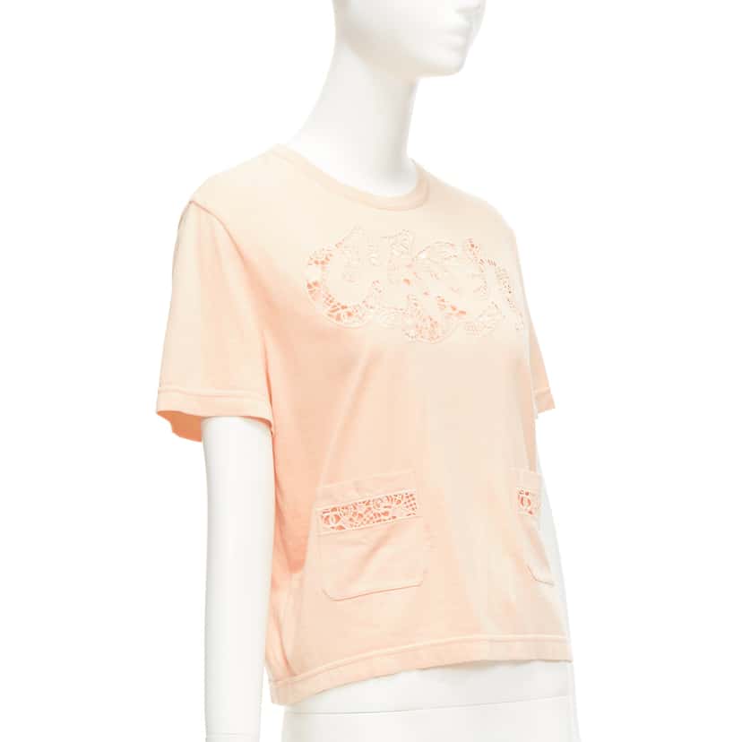 Chanel Macrame Cropped Tee Orange Cotton Very good condition - Inside View