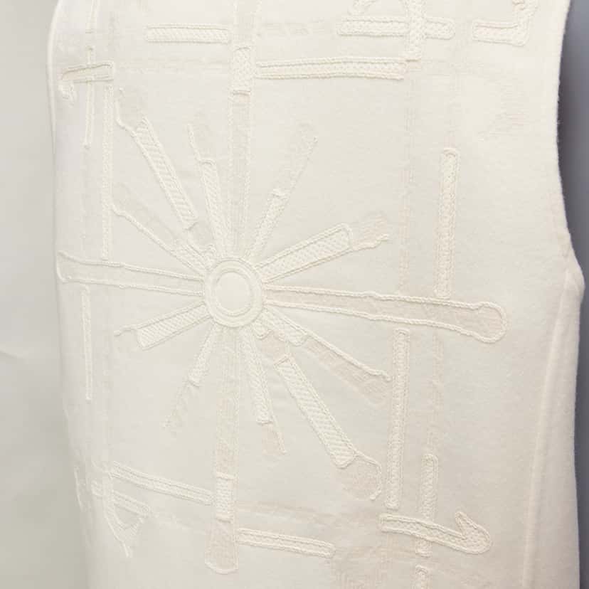 Hermès Cream Ribbed Sleeveless Coat Ecru Cashmere Never worn - Back View