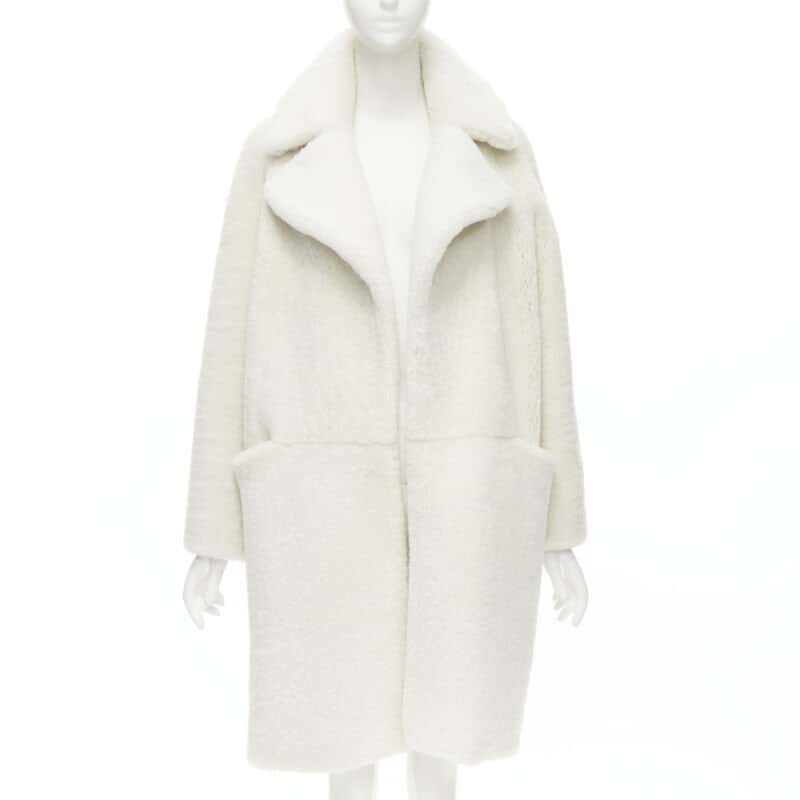 Martin Grant Oversized Teddy Coat White Leather Never worn - Front View