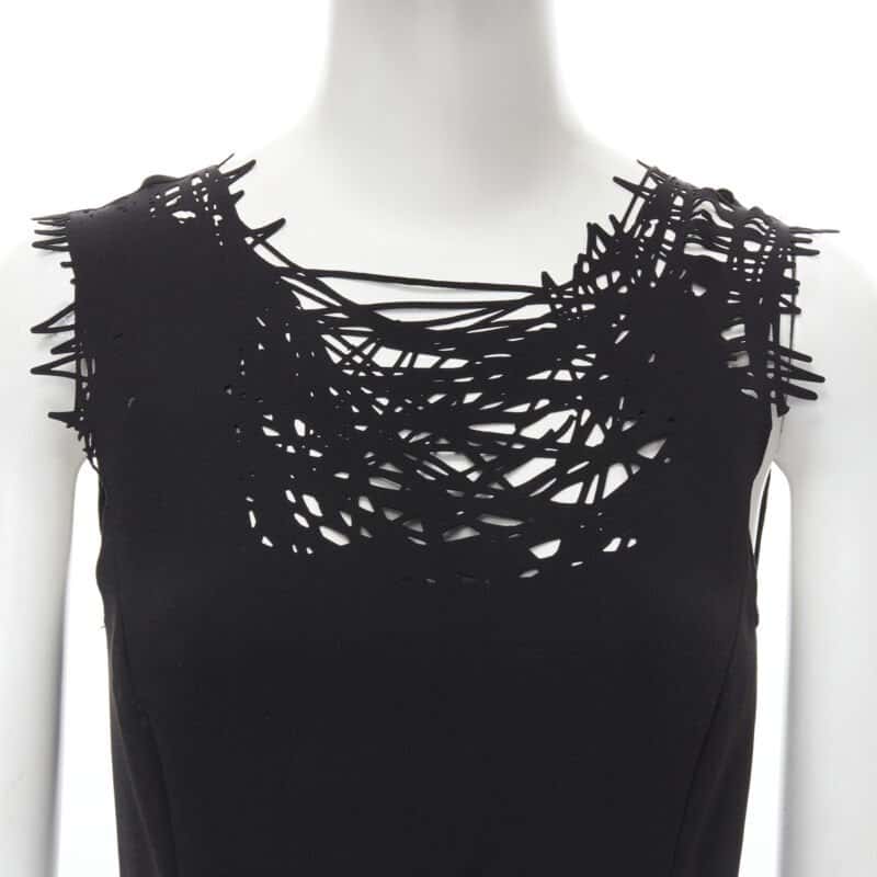 Oscar De La Renta Scribble Sheath Dress Black Polyester Very good condition - Back View