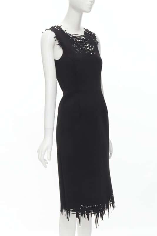 Oscar De La Renta Scribble Sheath Dress Black Polyester Very good condition - Inside View