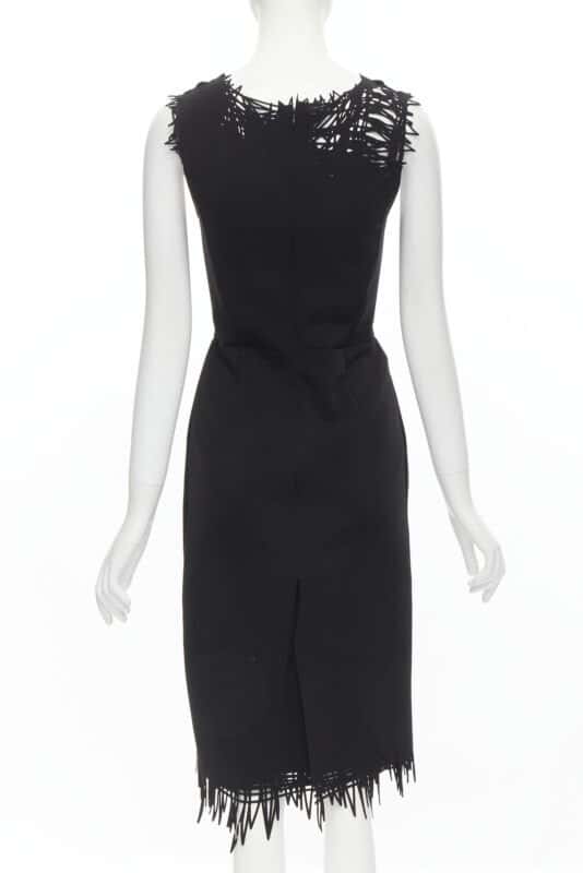 Oscar De La Renta Scribble Sheath Dress Black Polyester Very good condition - Box View