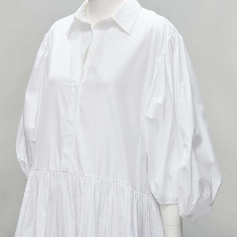 Cecilie Bahnsen Tiered Shirred Dress White Cotton Never worn - Back View