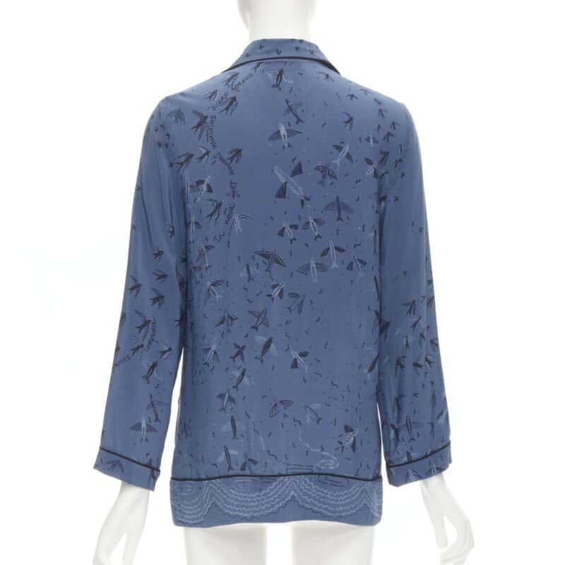 Valentino Garavani Garden Delight Shirt Blue Silk Never worn - Box View
