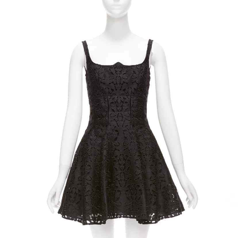 Emilia Wickstead Paisley Flared Dress Black Polyester Never worn, with tag - Front View