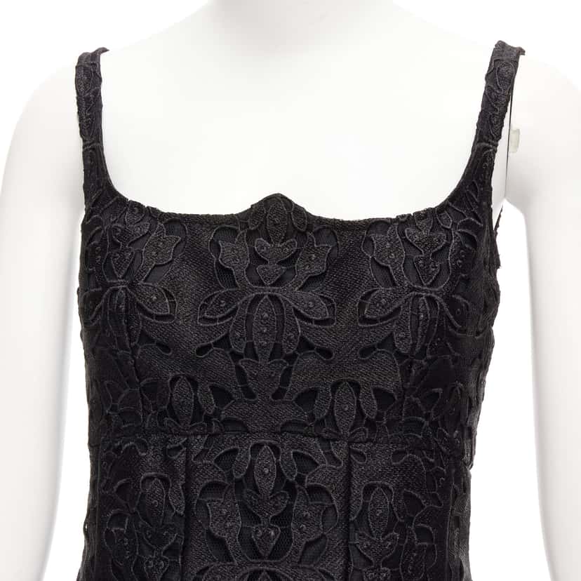 Emilia Wickstead Paisley Flared Dress Black Polyester Never worn, with tag - Back View