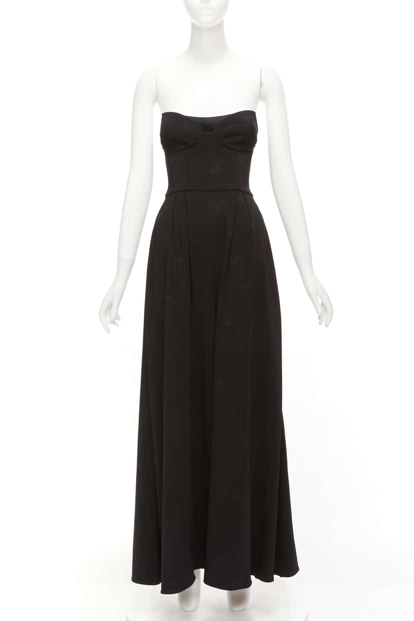 Brandon Maxwell Dotted Corset Jumpsuit Black Viscose Never worn - Front View