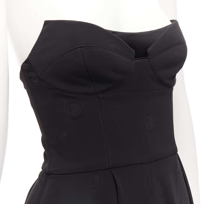Brandon Maxwell Dotted Corset Jumpsuit Black Viscose Never worn - Back View