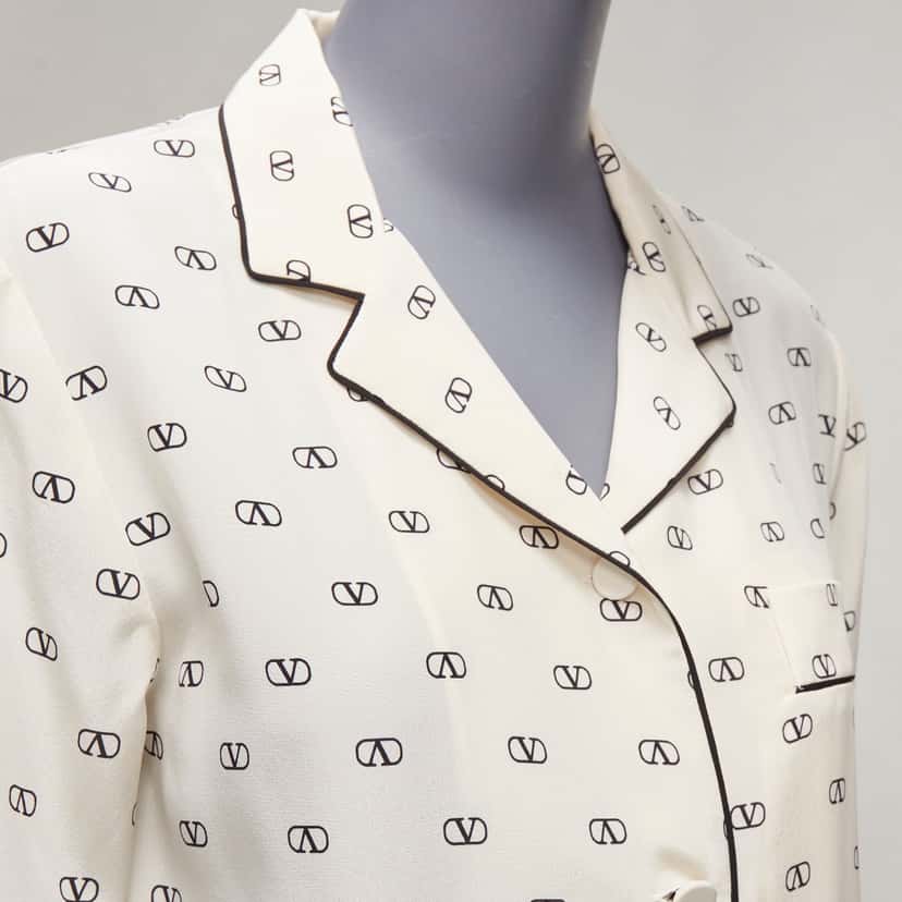 Valentino Garavani Piping Pajama Shirt Beige Silk Never worn, with tag - Back View