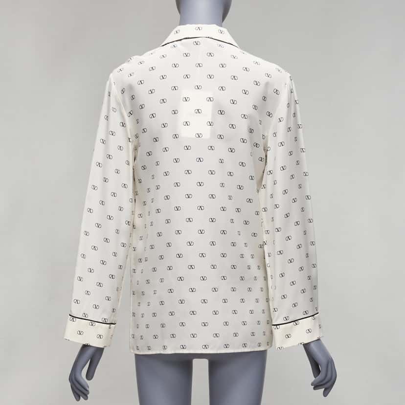 Valentino Garavani Piping Pajama Shirt Beige Silk Never worn, with tag - Box View