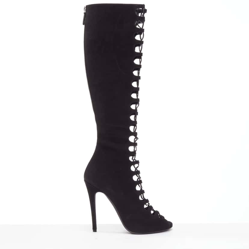 Giambattista Valli Criss Cross Boots Black Leather Very good condition - Front View